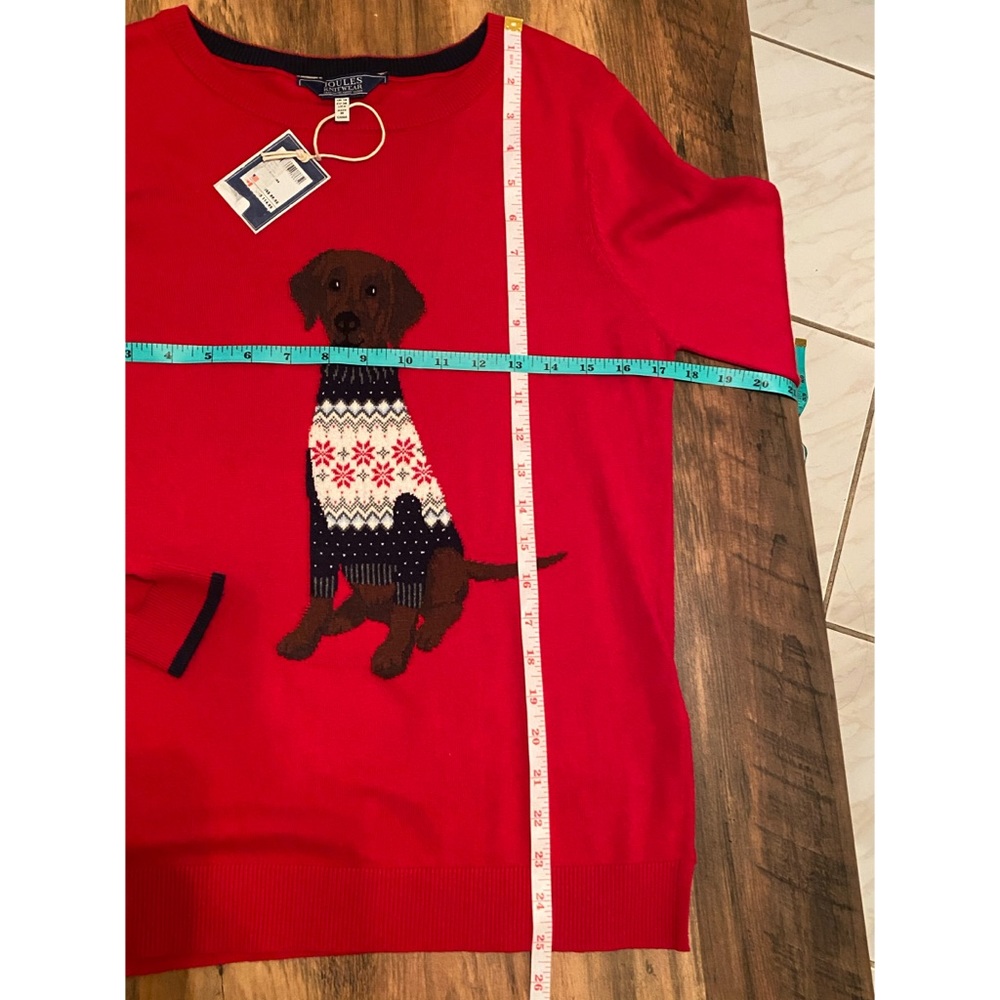 Joules Red festive dog sweater NWTS 6 - Picture 4 of 8